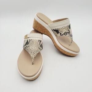 Cole Haan Margate Wedge II Sandshell Sandals Sz 5.5 B Cream & Animal Print